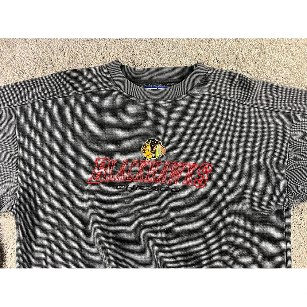 Vintage Logo Athletic Chicago Blackhawks NHL Sweatshirt Mens Large Gray